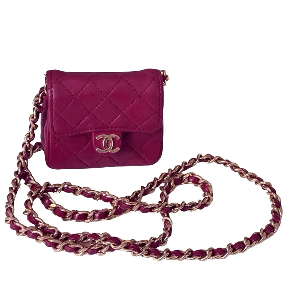 CHANEL Vintage Micro Pink Quilted Lambskin Half Flap Bag RARE - Picture 2 of 14